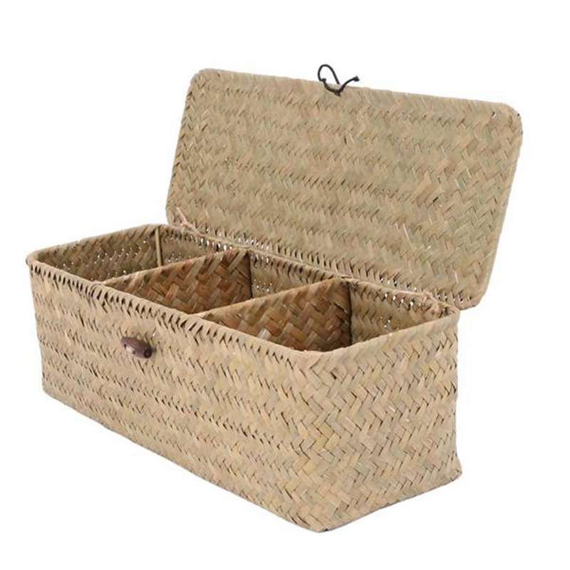 Toilet Paper Basket- 3 Plaid Rattan Basket- Jewelry Cosmetic Basket