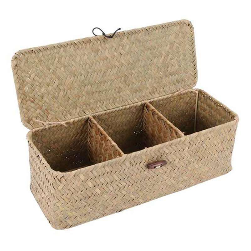 Toilet Paper Basket- 3 Plaid Rattan Basket- Jewelry Cosmetic Basket