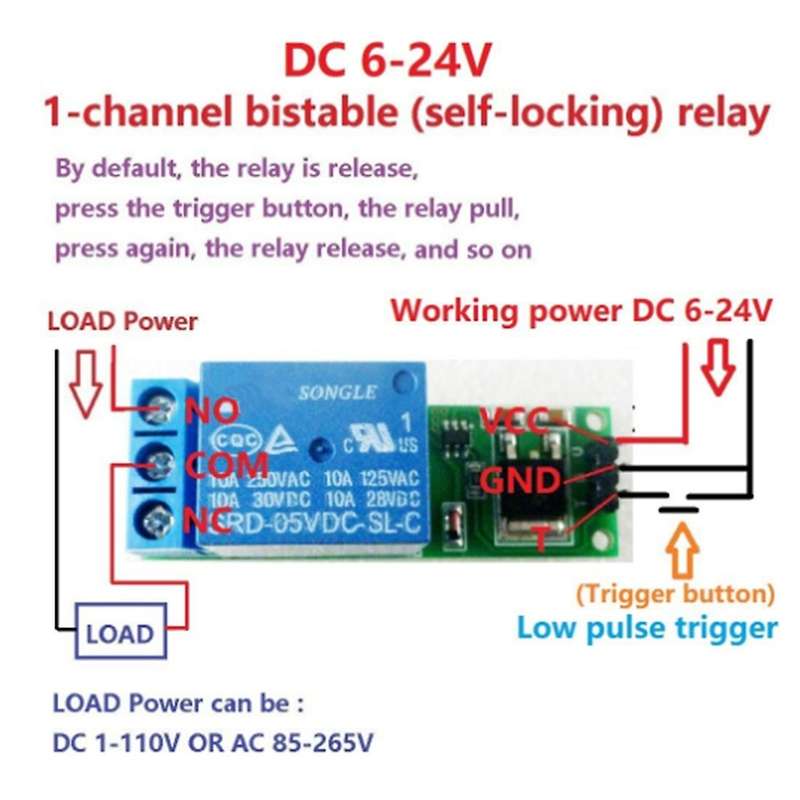 Flip-flop Latch Relay Bistable Self-locking Low Pulse Trigger Module