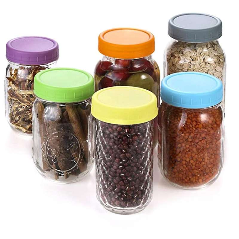 18pcs Plastic Mason Jar Lids with Rings - Colored Plastic Storage Cap