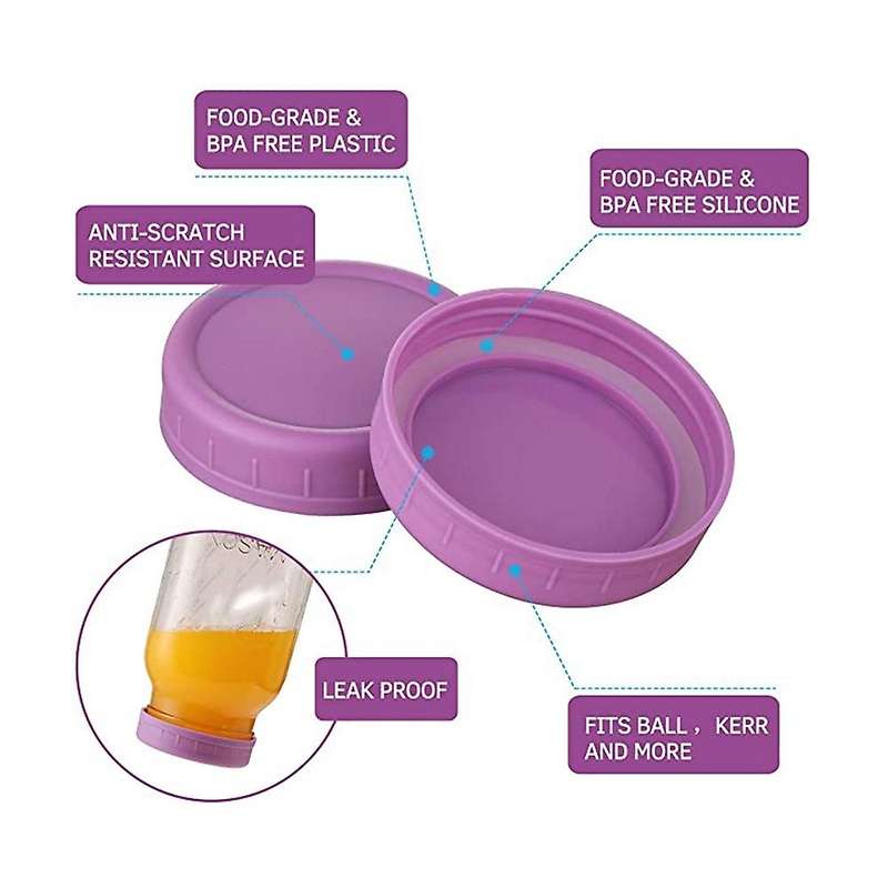 18pcs Plastic Mason Jar Lids with Rings - Colored Plastic Storage Cap