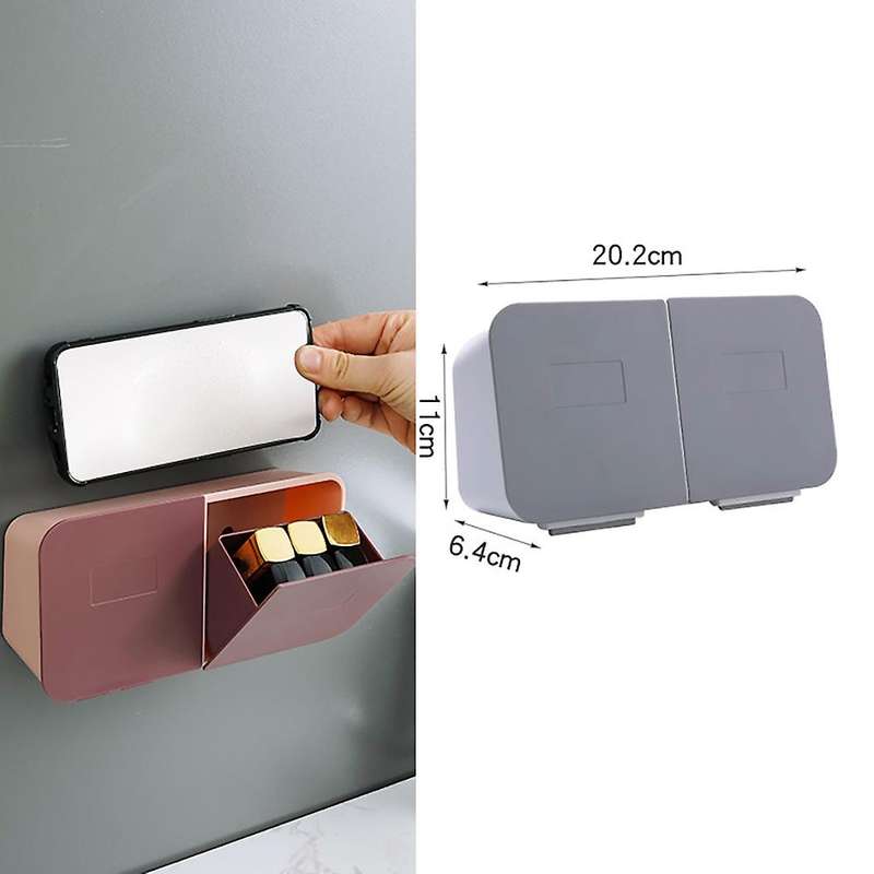 Wall Mounted Storage Box for Household Makeup Cotton Container Pink