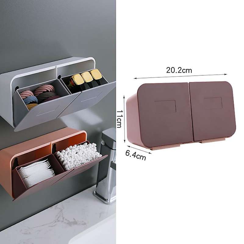 Wall Mounted Storage Box for Household Makeup Cotton Container Pink