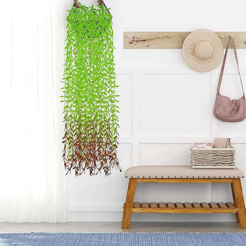 8 Pack Fake Greenery Leaves Garland Uv Resistant Hanging Vine Plant