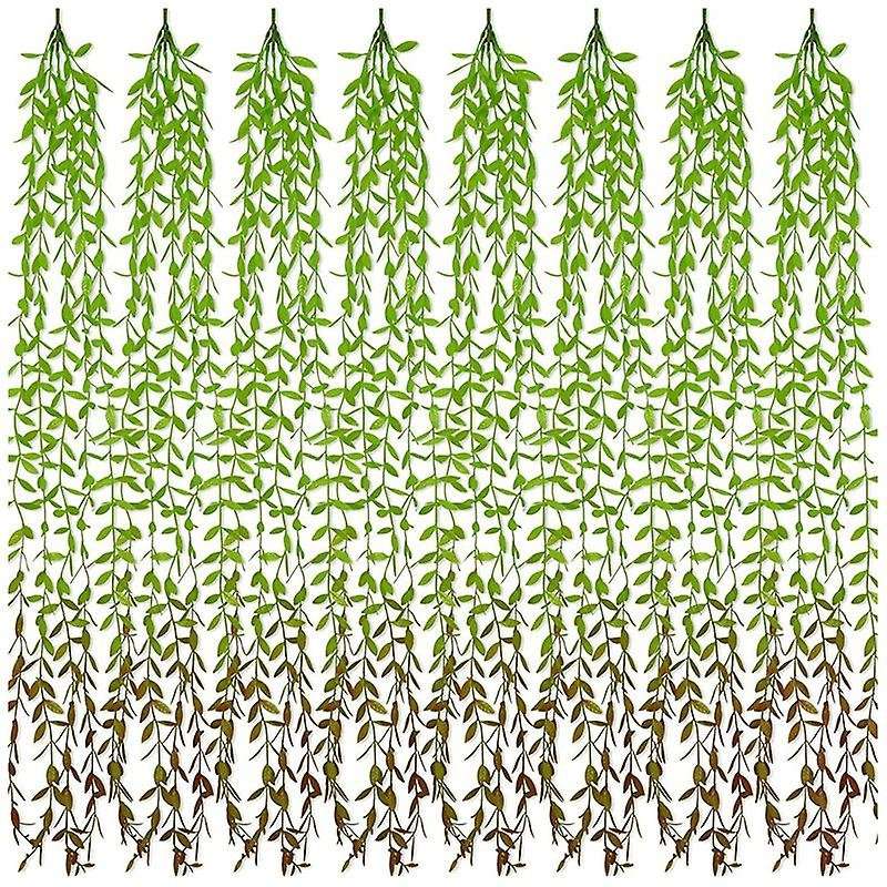 8 Pack Fake Greenery Leaves Garland Uv Resistant Hanging Vine Plant