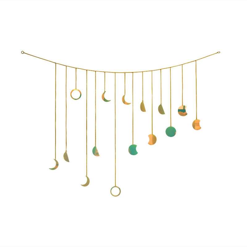 Moon Shining Phase Garland Decoration Chains Gold Wall Hanging B