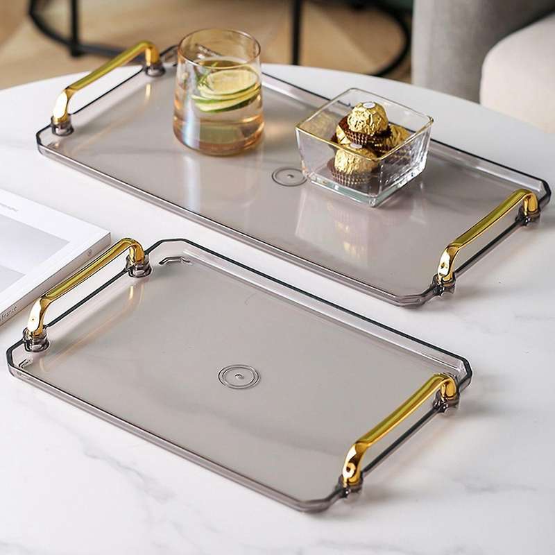 Golden Handle Nordic Pallet Rectangle Tea Set Supplies Serving Tray F