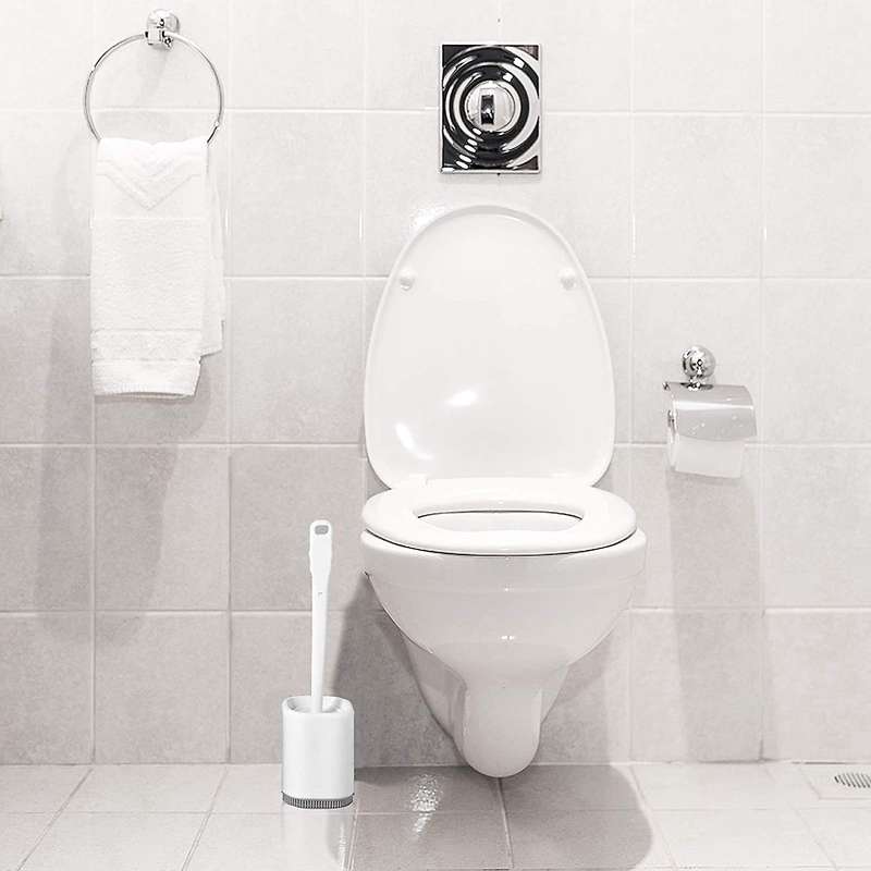 Toilet Brush and Holder, Silicone Toilet Brush Holder Set with Handle