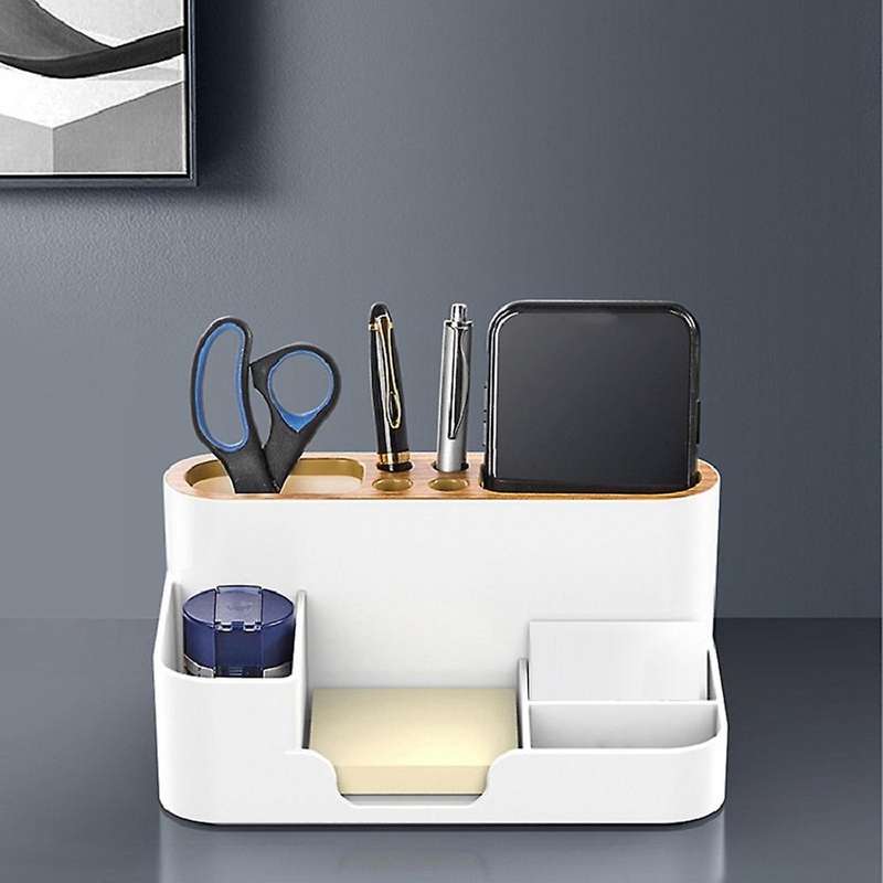Multifunctional Stationery Storage Box Desktop Pen Holder White
