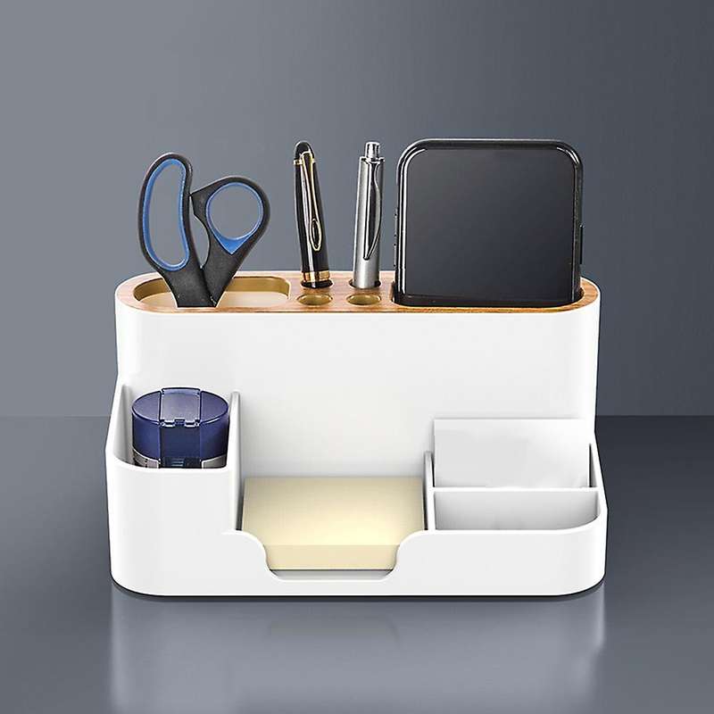Multifunctional Stationery Storage Box Desktop Pen Holder White