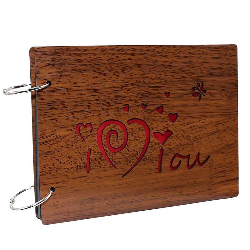 Diy Photo Album Wood Cover Scrapbook 8 X 6 Inches I Love You
