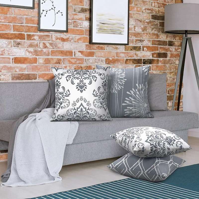 4pcs Grey Decorative Throw Pillow Covers for Sofa Couch