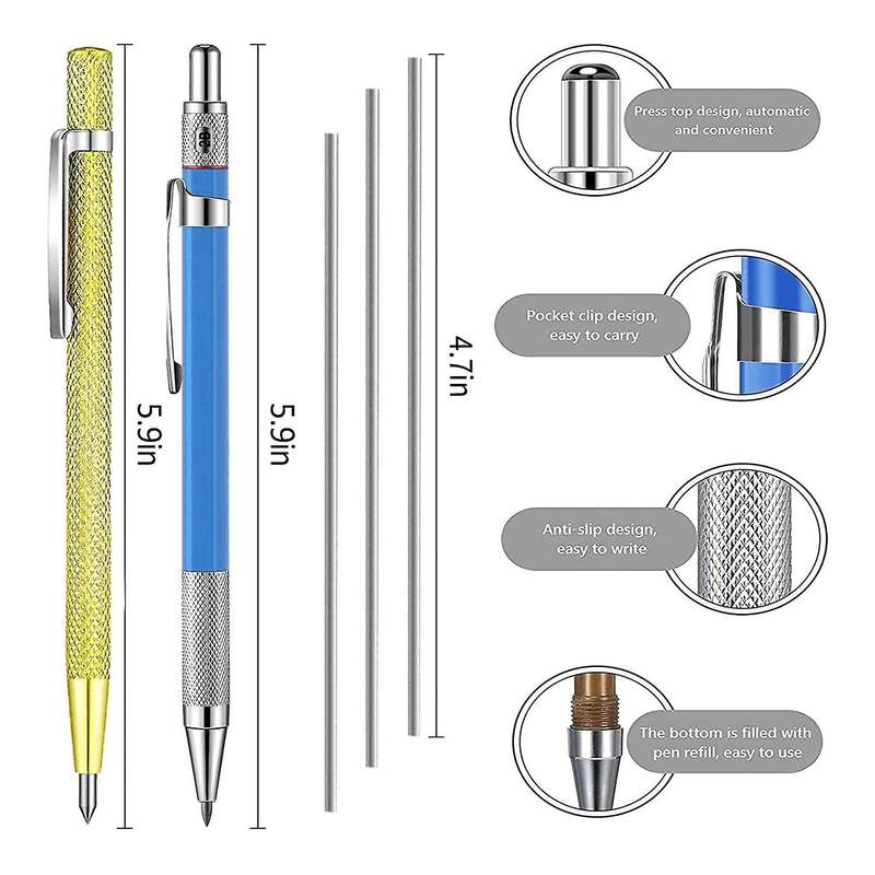5 Packs Silver Streak Welders Pencil Set with Carbide Scriber Tool