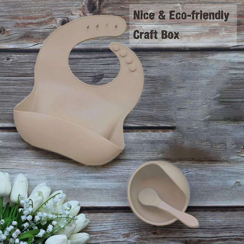 Silicone Baby Feeding Set,baby Bowl,silicone Bib,spoon,cutlery Set,1