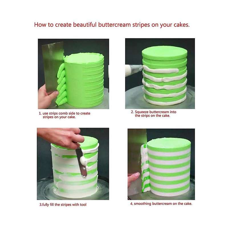2 Styles Wide Stripes Comb Cake Scraper Side Edge Smoother Tall Tool
