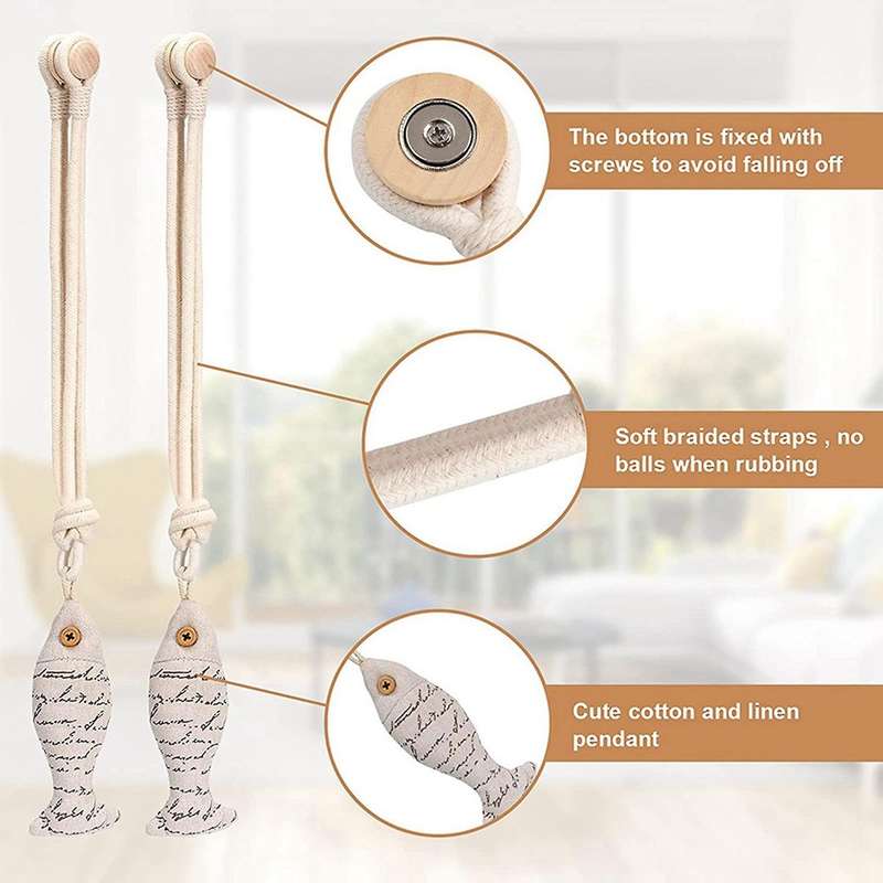 2 Packs Of White Magnetic Soft Curtain Tie Cotton Hand-woven Tie