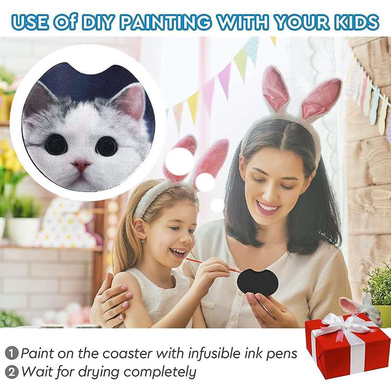 40pcs Sublimation Blanks Car Coasters,2.75 Inch/3mm Thicker Circular