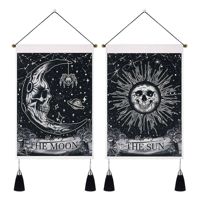 Pack Of 2 Moon and Sun Tapestry Black Tapestry (13.8 X 19.7 Inch)