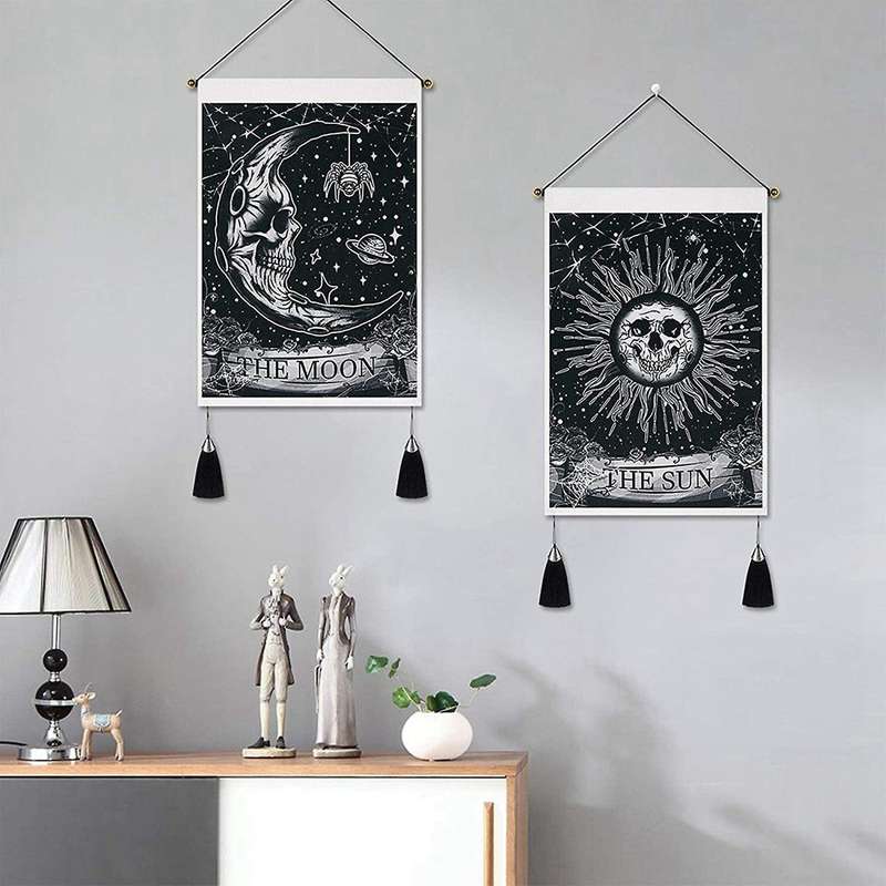 Pack Of 2 Moon and Sun Tapestry Black Tapestry (13.8 X 19.7 Inch)