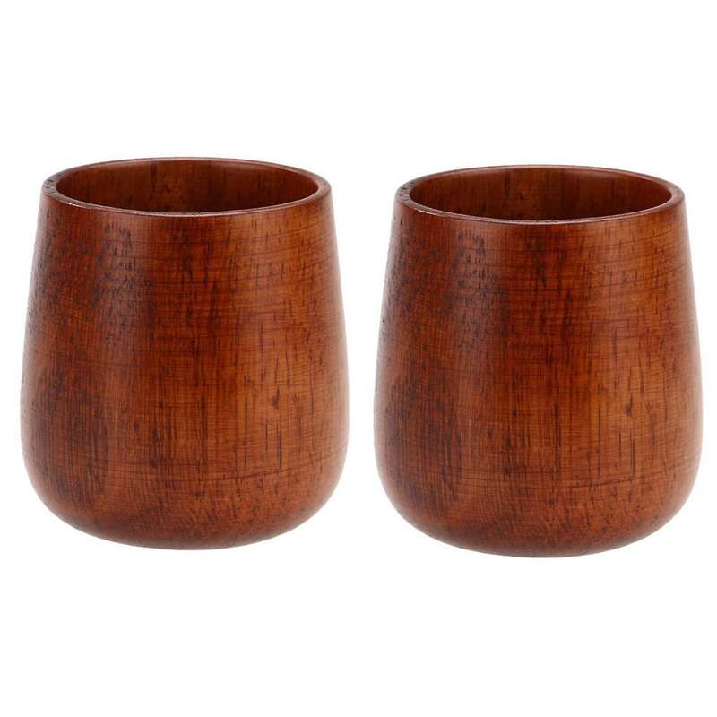 2x Primitive Natural Wood Wooden Cup Breakfast Beer Milk Tea Mug