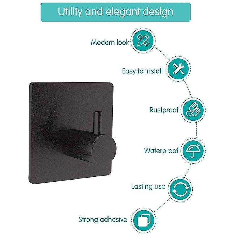 Black Bathroom Hook Adhesive Hooks Stainless Steel Hooks -a