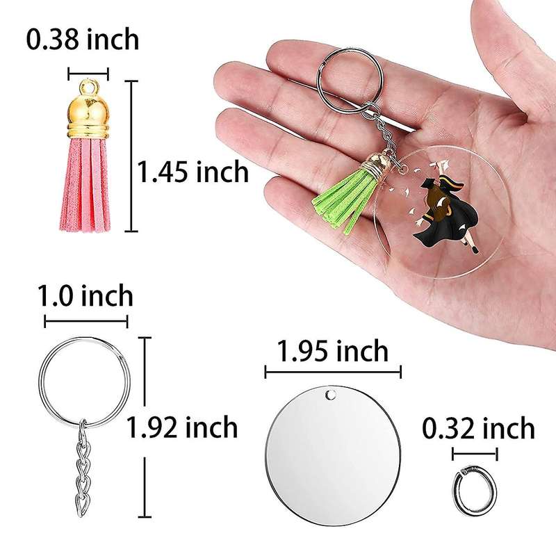 Acrylic Keychain Blank for Vinyl Key,for Craft, Key Chain Kit(silver)