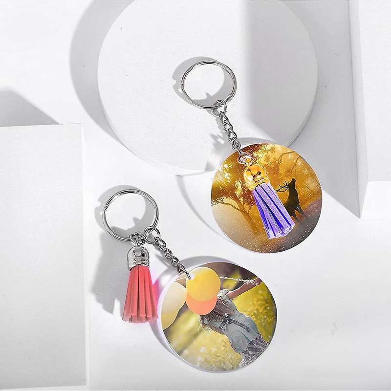 Acrylic Keychain Blank for Vinyl Key,for Craft, Key Chain Kit(silver)
