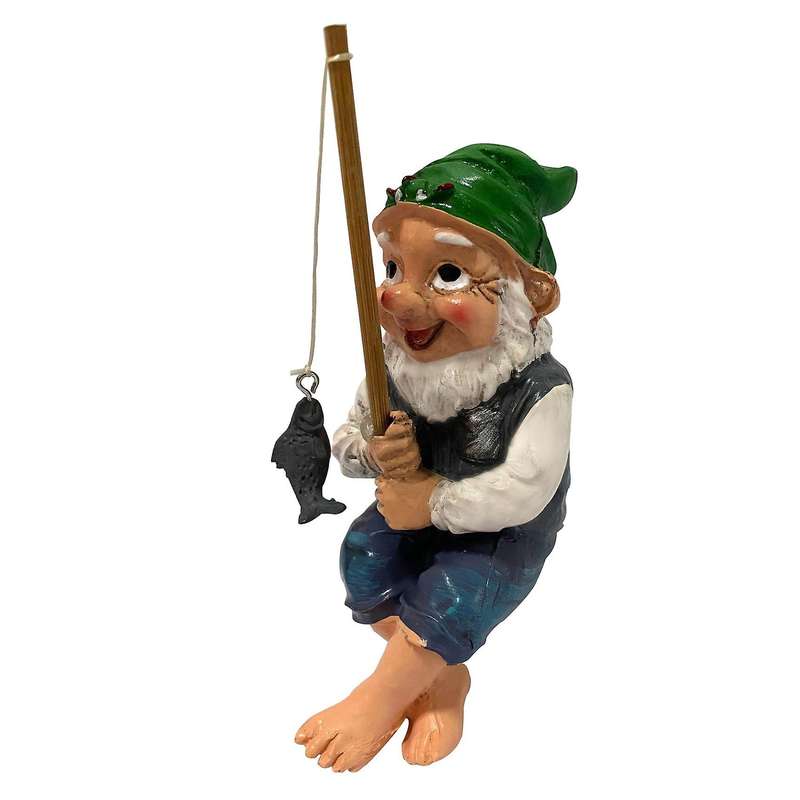 Garden Gnome Statue Resin Fishing Dwarf Elf Figurines Ornaments