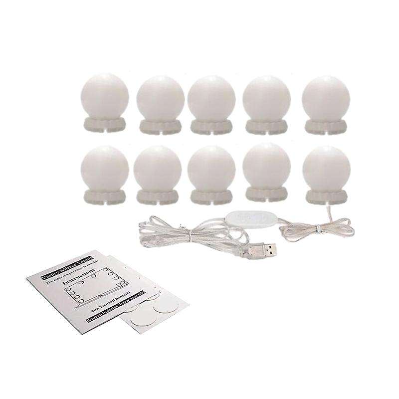 Led Mirror Light Makeup Mirror Usb Cosmetic Make Up Lamp 10 Bulbs Kit