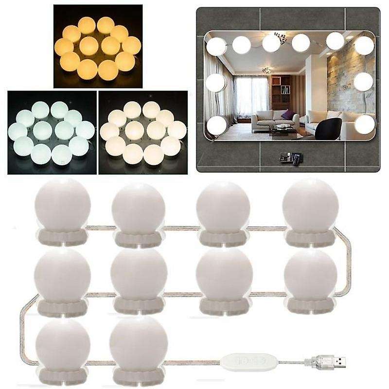 Led Mirror Light Makeup Mirror Usb Cosmetic Make Up Lamp 10 Bulbs Kit