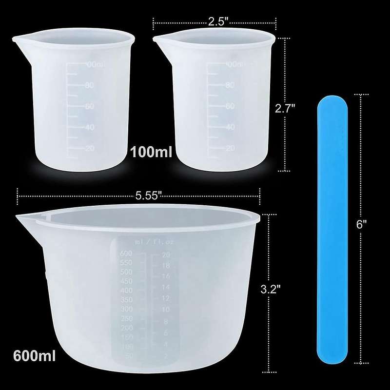 600ml/20oz Mixing Cups, 100ml Measuring Cups, Silicone Stirring Stick
