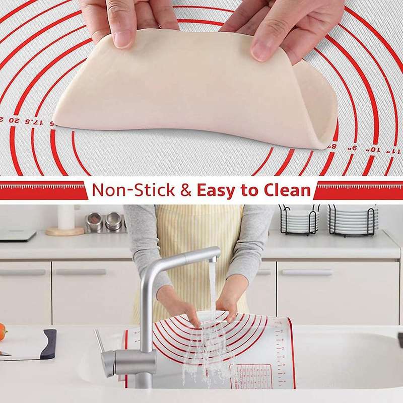 Pastry Mat with Measurements for Rolling Out Dough Oil Brush ,red