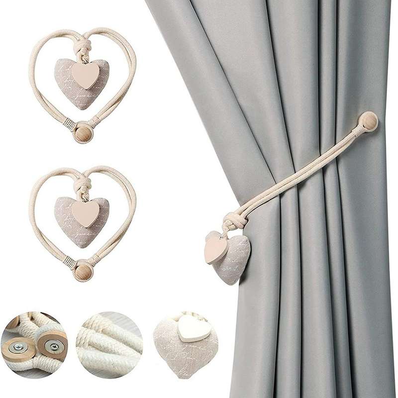2 Packs Of Magnetic Soft Curtain Tie Cotton Hand-woven Tie Buckle