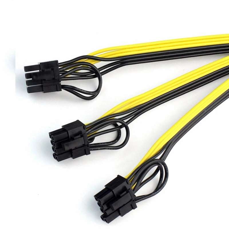 3pcs Power Supply Cable 6+2 Pin Card Line 1 to 3 6pin+ 2pin Adapter