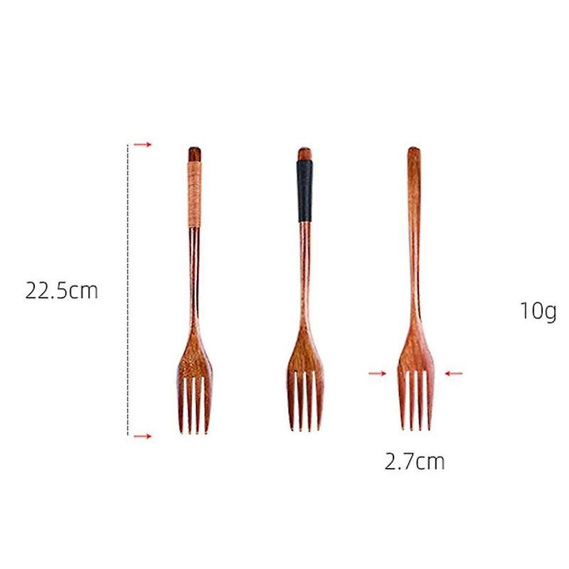 Wooden Spoon Fork Dinnerware Set Long Handle Cutlery Wood Tableware