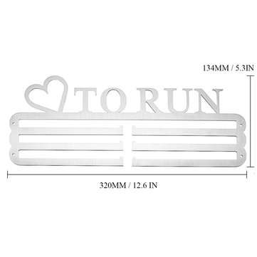 `LOVE TO RUN` Medal Hanger Display Holder Brushed Stainless Steel Wire 36 Medals Hanger 32cm Triple
