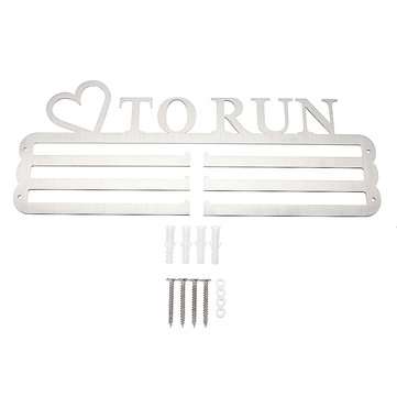 `LOVE TO RUN` Medal Hanger Display Holder Brushed Stainless Steel Wire 36 Medals Hanger 32cm Triple