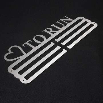`LOVE TO RUN` Medal Hanger Display Holder Brushed Stainless Steel Wire 36 Medals Hanger 32cm Triple