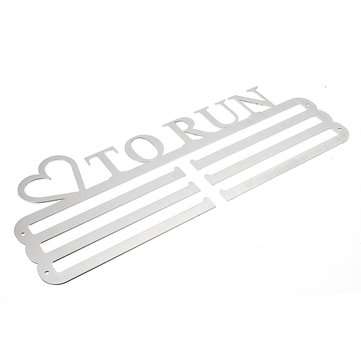 `LOVE TO RUN` Medal Hanger Display Holder Brushed Stainless Steel Wire 36 Medals Hanger 32cm Triple