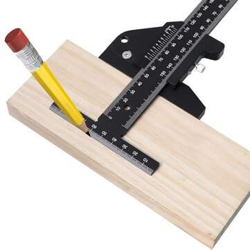 0-210mm Metric Scriber Gauge Aluminum Alloy Multi-Function Mark Line Woodworking Ruler Framing Tool