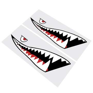 1 Pair 59`` Shark Mouth Tooth Teeth Sticker PVC Exterior Decal For Car Side Door