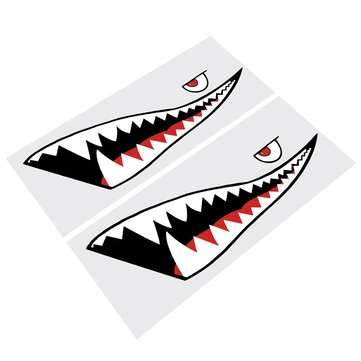 1 Pair 59`` Shark Mouth Tooth Teeth Sticker PVC Exterior Decal For Car Side Door