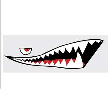 1 Pair 59`` Shark Mouth Tooth Teeth Sticker PVC Exterior Decal For Car Side Door
