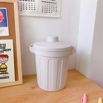 1 Pcs Desktop Trash Can Simple Solid Storage Color Desktop Pencil Pen Holders Stand... (COLOR: GREY)