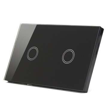 1 Way 2 Gang Crystal Glass Remote Panel Touch LED Light Switches Controller (COLOR.: BLACK)
