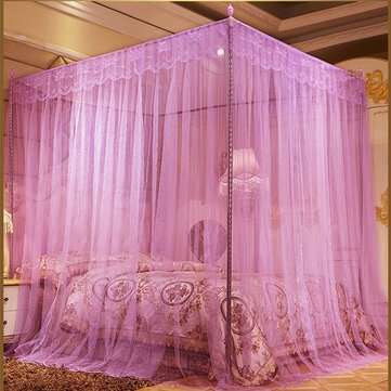 1.8 x 2m Luxury Princess Style Bed Netting Curtain Panel Bedding Canopy Four Corn... (COLOR: PURPLE)