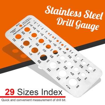1/16 to 1/2 Inch Index Drill Gauge 29 Sizes Bolt Wire Diameter Bits Measurement Gauge