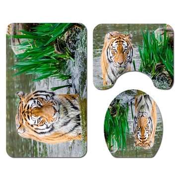 1.8M Bath Bathroom Decor Shower Curtain Set Tiger Lion Prints ... (TYPE: SEVENLIGHTCOLORSWITHREMOTE)