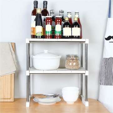 1/2 Layer Multi-function Storage Rack Kitchen Shelf Household Bathroom Bedroom Or... (SIZE: 2LAYERS)