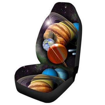 1/2PCS Universe Print Car Auto Front Seat Cover Protector Univer... (QUANTITY: 2PCS | COLOR: YELLOW)